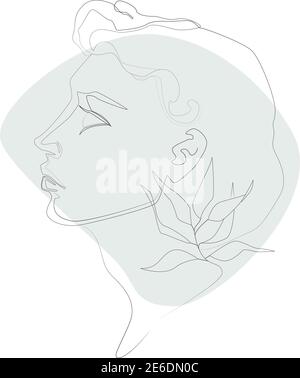 Minimalistische Linie Kunst Illustration der Schönheit Mädchen. Abstraktes modernes Porträt Stock Vektor