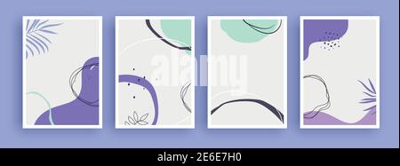 Abstrakte Kunst Malerei mit Pastellfarben Hintergrund. Minimalistische geometrische Elemente und handgezeichnete Linie. skandinavischer nordischer Stil aus der Mitte des Jahrhunderts. Stock Vektor