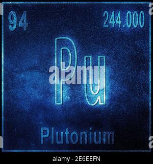 Plutonium chemisches Element, Zeichen mit Ordnungszahl und Atomgewicht, Periodensystem Stockfoto