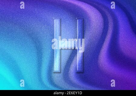 ETA-Schild. ETA-Buchstabe, griechisches Alphabet-Symbol, violett-violett-blauer Hintergrund Stockfoto