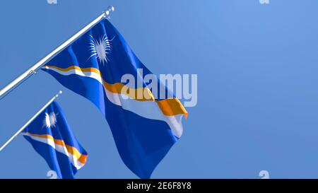 3D-Darstellung der Nationalflagge der Marshall-Inseln winken Im Wind Stockfoto