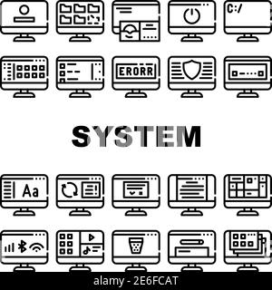 Betriebssystem Pc Collection Icons Set Vector Stock Vektor