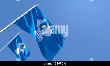 3D-Darstellung der Nationalflagge von Commonwealth of Independent Status Stockfoto