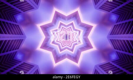 Abstrakt 4k uhd Kunstwerk Neon Stern Tunnel 3d Illustration Hintergrund Tapeten-Design Stockfoto