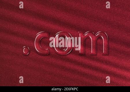 Domain-Konzept, Dot Com, Dotcom, Registrierung, Online-Identität, Website, roter Hintergrund Stockfoto