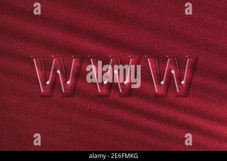 WWW-Website, Internet-http-Adresse www, roter Hintergrund Stockfoto