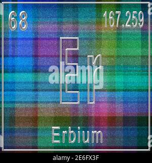 Erbium chemisches Element, Zeichen mit Ordnungszahl und Ordnungsgewicht, Periodensystem Stockfoto