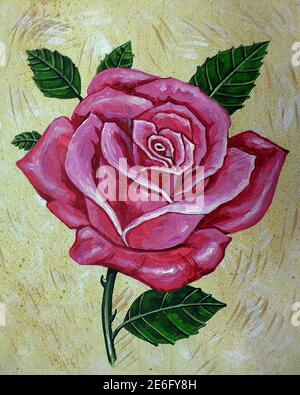 Kunst Malerei abstraktes Öl Rose Blume Natur Phantasie aus thailand Stockfoto