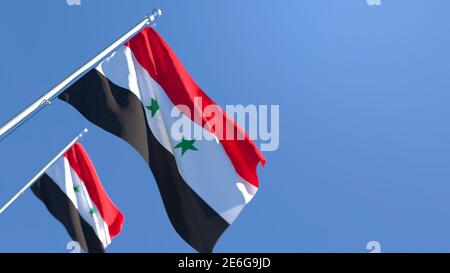 3D-Darstellung der einwinkenden Nationalflagge Syriens Der Wind Stockfoto