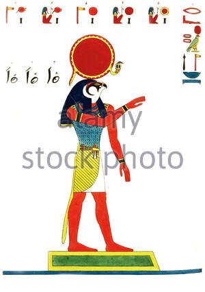 Altes Ägypten, Sonnengott Ra, Vintage Illustration von 1823 Stockfoto