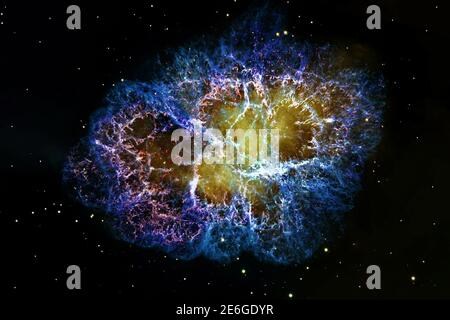 Krabbennebel, Stier. Supernova Core Pulsar Neutronenstern. Elemente dieses Bildes werden von der NASA eingerichtet. Stockfoto