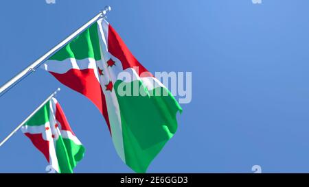 3D-Darstellung der einwinkenden Nationalflagge Burundis Der Wind Stockfoto