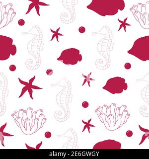 Schöne handgezeichnete botanische Vektor nahtlose Musterillustration mit tropischen Kreatur. Isoliert auf weißem Hintergrund. Stock Vektor