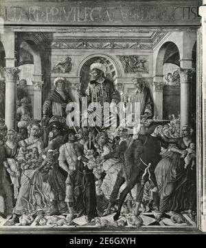 Das Massaker der Unschuldigen, Gemälde des italienischen Künstlers Matteo di Giovanni, Kirche St. Maria, Siena, Italien 1930s Stockfoto