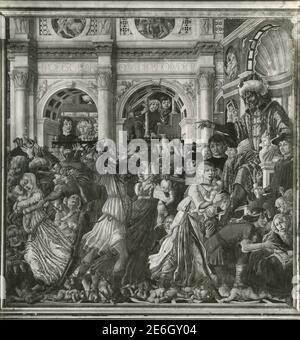 Das Massaker der Unschuldigen, Gemälde des italienischen Künstlers Matteo di Giovanni, Kirche St. Augustin, Siena, Italien 1930s Stockfoto
