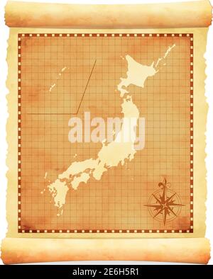 Alte Vintage Japan Karte Vektor Illustration Stock Vektor