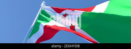 3D-Darstellung der einwinkenden Nationalflagge Burundis Der Wind Stockfoto