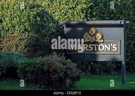 Datei-Foto vom 15/10/20 von Marston's Brewery in Burton Upon Trent, Staffordshire. Der Pub-Riese wurde von einem US-amerikanischen Private-Equity-Unternehmen wegen einer möglichen Übernahme angesprochen. Ausgabedatum: Freitag, 29. Januar 2021. Stockfoto