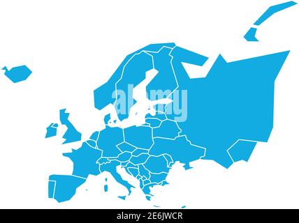 Sehr vereinfachte infographische politische Karte von Europa in grüner Farbgebung. Einfache geometrische Vektordarstellung. Stock Vektor