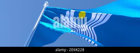 3D-Darstellung der Nationalflagge von Commonwealth of Independent Status Stockfoto