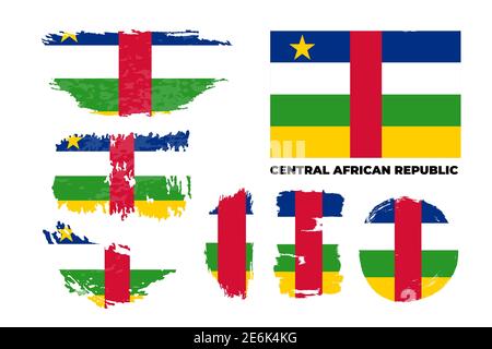 Flagge der Zentralafrikanischen Republik Helle, farbenfrohe Vektorgrafik. Stock Vektor