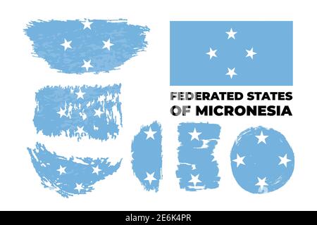 Künstlerische grungy Aquarell Pinsel Flagge von Mikronesien Land. Stock Vektor