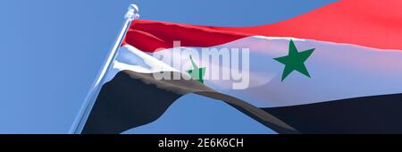 3D-Darstellung der einwinkenden Nationalflagge Syriens Der Wind Stockfoto