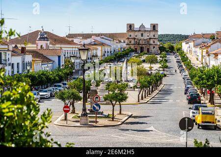 Platz der Republik im Stadtzentrum des historischen Vila Vicosa, Alentejo, Portugal Stockfoto