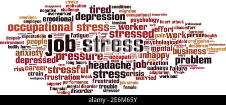 Job Stress Wort Cloud-Konzept. Collage aus Worten über Stress am Arbeitsplatz. Vektorgrafik Stock Vektor