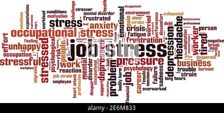 Job Stress Wort Cloud-Konzept. Collage aus Worten über Stress am Arbeitsplatz. Vektorgrafik Stock Vektor