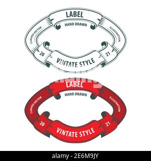 Handgezeichnetes Vintage-Label. Gravur Stil Retro-Band. Skizzenzeichnung Abzeichen. Vektorgrafik. Teil des Sets. Stock Vektor