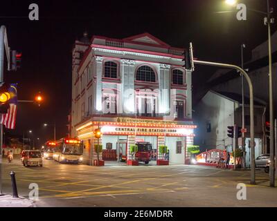 George Town, Penang, Malaysia: Historisches Gebäude der Central Fire Station, gelistet in der UNESCO. Stockfoto