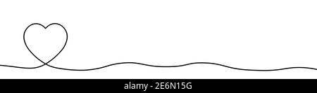 Kalligraphisches Herz. Handgezeichnete einzelne dünne Linie Ornament. Einfache flache Vektordarstellung. Stock Vektor