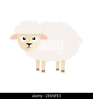 Niedliche Schafe Charakter. Cartoon Bauernhof Tier. Vektorillsutration isoliert auf Weiß Stock Vektor
