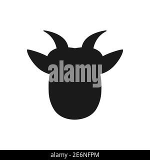 Ziegenkopf-Symbol. Bauernhof Tier schwarz Silhouette. Vektor auf weißem Hintergrund isoliert Stock Vektor