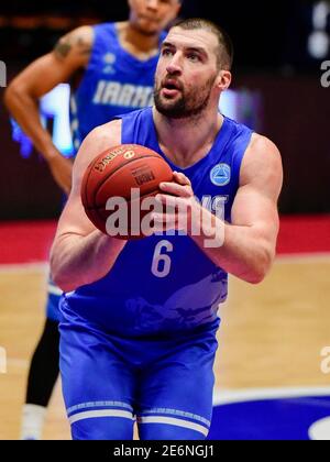 DEN B.Sc., NIEDERLANDE - 29. JANUAR: Vassilis Kavvadas von Iraklis BC während des Fiba Europe Cup Spiels zwischen Belfius Mons-Hennegau und Iraklis BC am 29. Januar 2021 in Maaspoort in Den Bosch, Niederlande (Foto von Bert van Berkum/Orange Pictures) Credit: Orange Pics BV/Alamy Live News Stockfoto