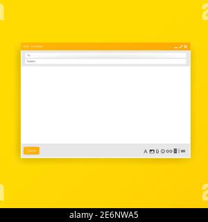 Vorlage für die E-Mail-Fenster-Schnittstelle für E-Mail-Nachrichten. Die künstlerische Gestaltung ist ein leeres Layout-Muster. Vektor auf isoliertem Hintergrund. Eps 10. Stock Vektor