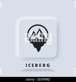 Geometrisches Logo von Iceberg. Eisberg-Symbol. Vektor. UI-Symbol. Schneeberg im Meer. Abstrakter Berg-Eisgipfel. Neumorphic UI UX weiße Benutzeroberfläche w Stock Vektor