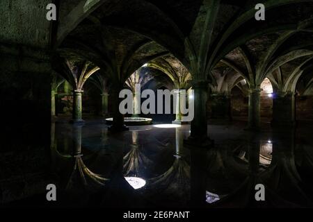 Blick auf die portugiesische Zisterne in der portugiesischen Stadt Mazagan, in der Küstenstadt El Jadida, Marokko, Nordafrika. Stockfoto