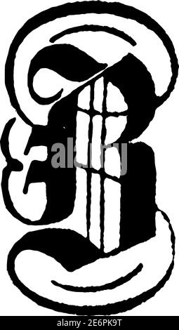 Dekorativer Großbuchstabe B. Vintage Gravur oder Linienzeichnung Illustration. Stock Vektor