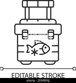 Lineares Symbol für den Fischerkühler Stock Vektor