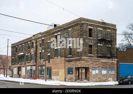 Altes Hotel in Milwaukee Stockfoto