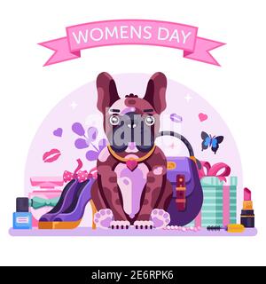 Happy Womens Day Grußkonzept in Flat Stock Vektor