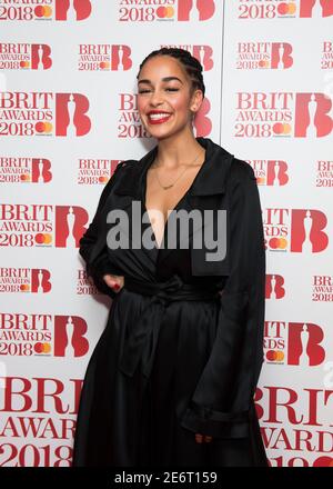 Jorja Smith die Teilnahme an der Brit Awards 2018 Nominierungen Ereignis am ITV Studios in Southbank, London statt. Stockfoto
