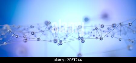 Ein abstraktes Bild eines Gitters aus Glaskugeln. Sehr geringe Schärfentiefe. Konnektivität, Komplexität und Netzwerkkonzept Stockfoto