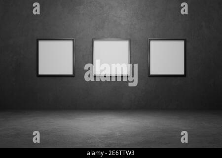 Leere Plakatwand an einer Betonwand. 3 d Abbildung. Stockfoto