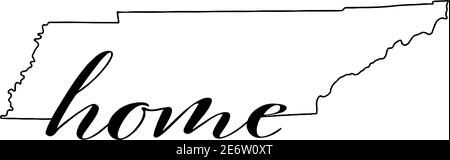 Tennessee Karte Umriss mit dem Wort Home Vektor Illustration auf Weißer Hintergrund Stock Vektor