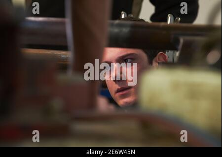 Frankreich, Haute-Garonne, Toulouse, die Begleiter der Tour de France, Workshops der F?d?ration Compagnonnique de Toulouse, Studenten in der Ausbildung Stockfoto