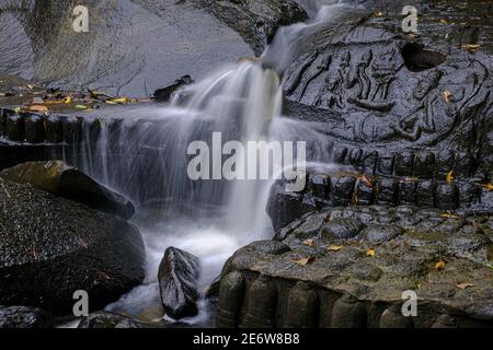 Kambodscha, Angkor auf der UNESCO-Welterbeliste, Kbal Spean, Kbal Pean ein Überfluss des Flusses Siem Reap, Skulptur von Lord Vishnu Stockfoto