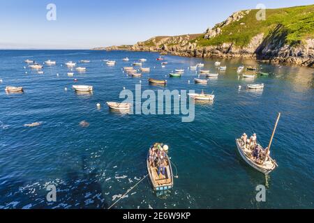 Frankreich, Finistere (29), Armorique Regional Natural Park, Cap Sizun Reserve, Crozon Peninsula, Gemeinde Crozon, kleiner Fischereihafen von Goulien Stockfoto